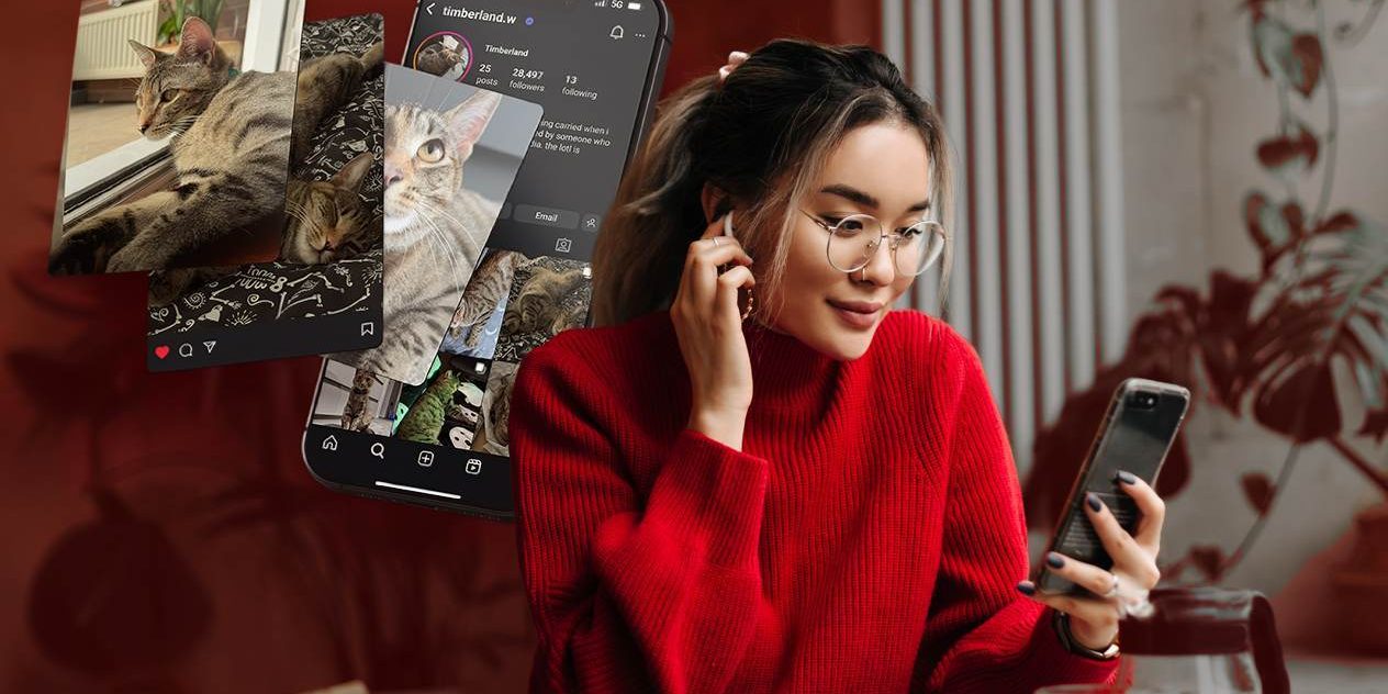 social-media-tips-for-small-businesses Woman scrolling social media on her phone — social media tips for small businesses
