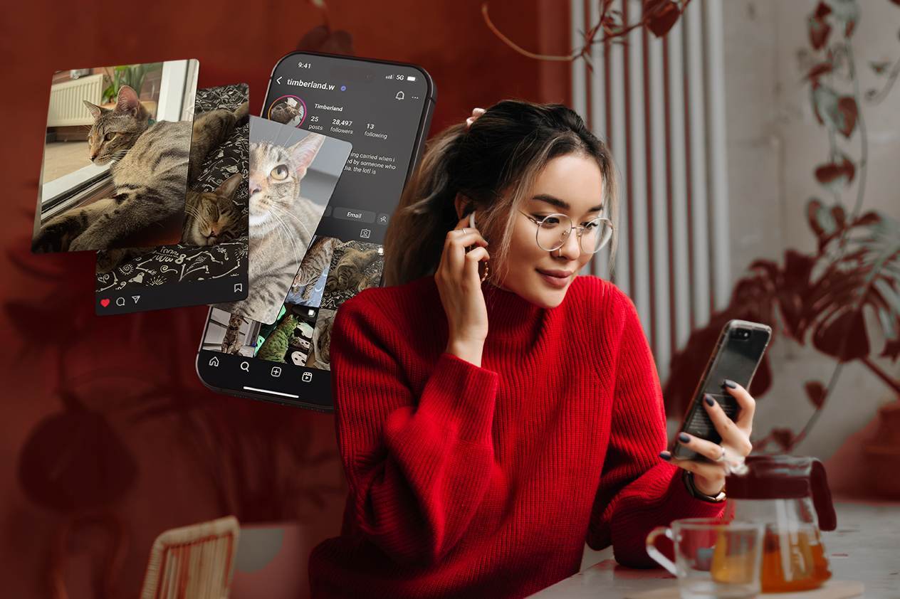 social-media-tips-for-small-businesses Woman scrolling social media on her phone — social media tips for small businesses