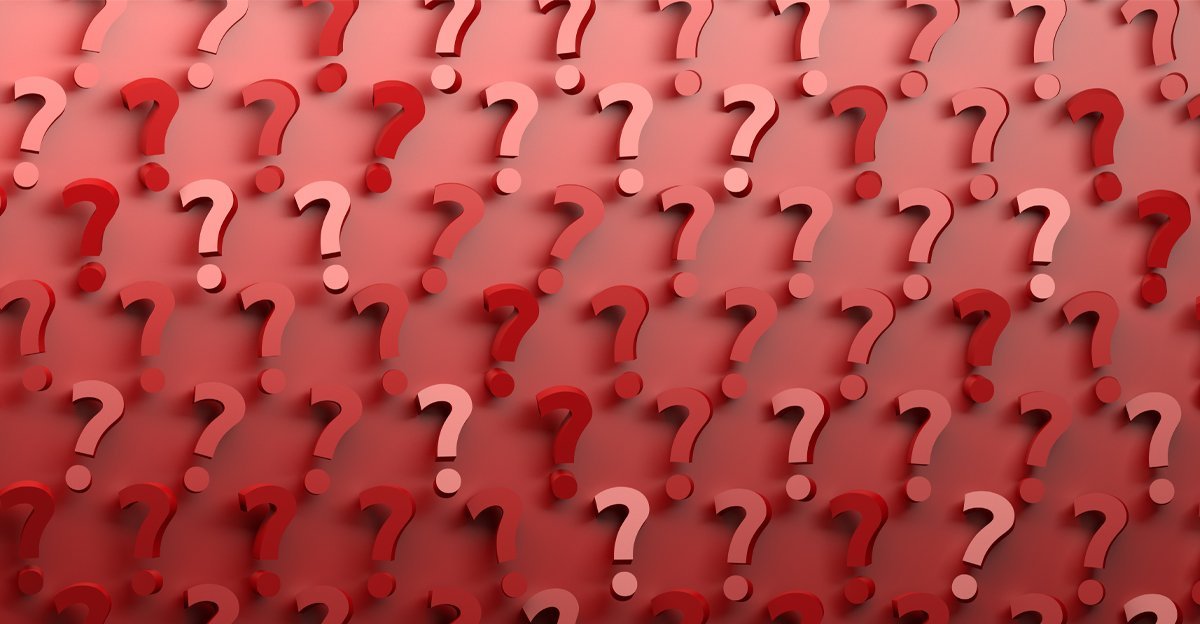 A wall of red question marks — ask the right questions when you brief a designer