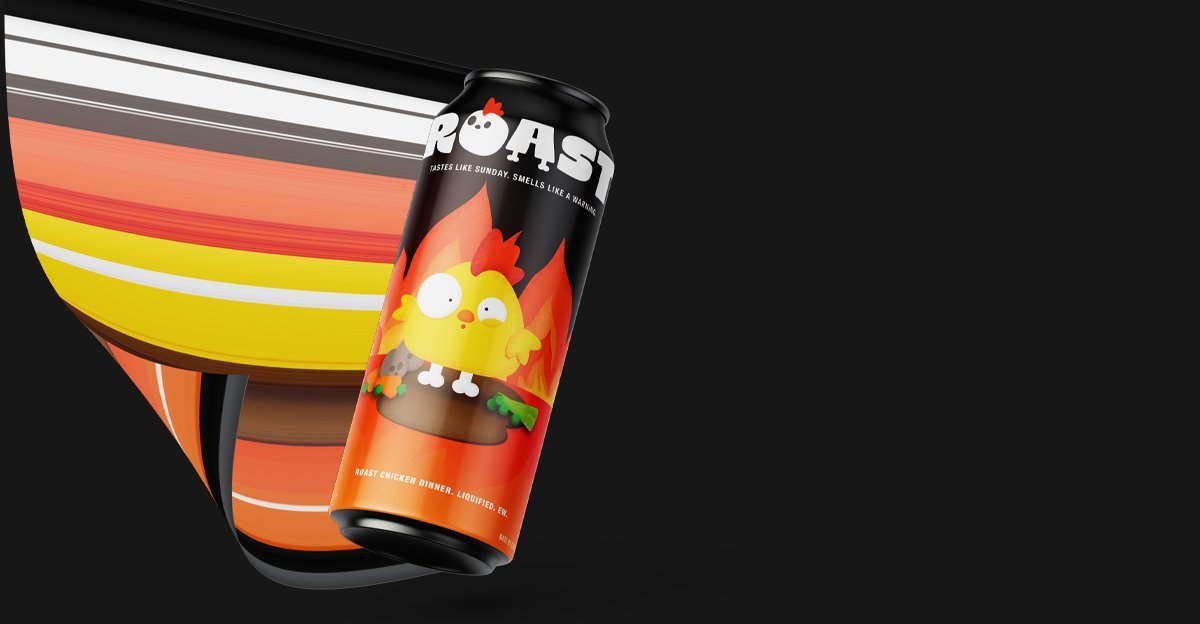 Roast energy drink can hero shot — tips for new graphic designers on keeping up with design trends
